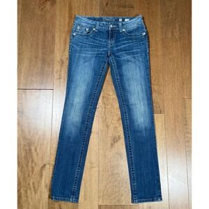 Miss Me Denim Skinny Jeans Embellished Rhinestones Y2K Womens Size‎ 28 JP60735